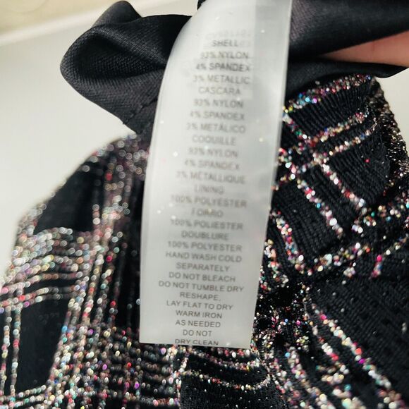 Holiday Dress Vince Camuto Size 10 Black Sparkle Silver Glitter Special Occasion - Picture 12 of 16
